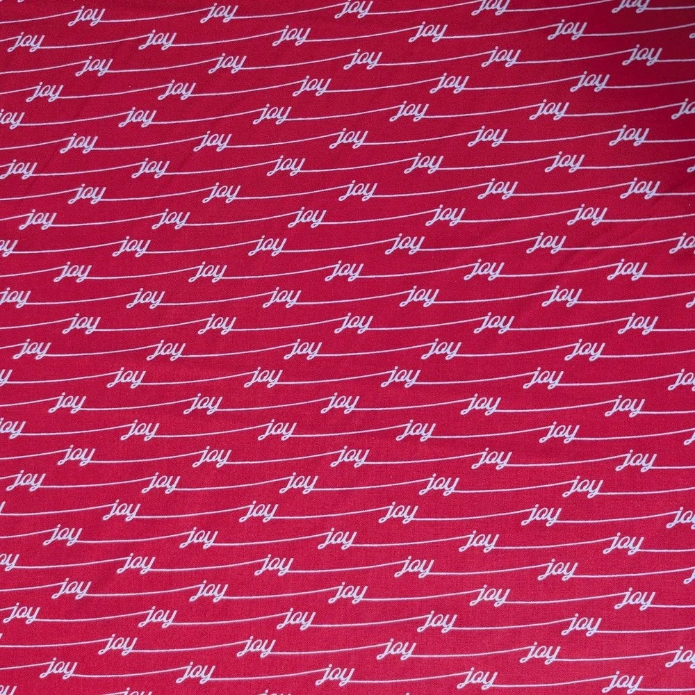Joann Christmas Prints Joy White on Red Cotton Fabric 1 Yard 44